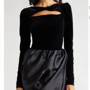 GANNI Velvet Bow-Detail Bodysuit **NWT**